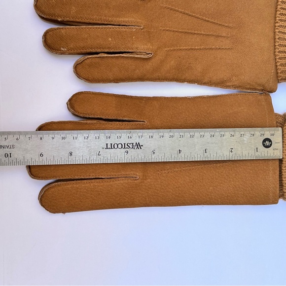 Fownes Brown Suede Gloves with Knitted Cuffs NWT - Picture 10 of 16